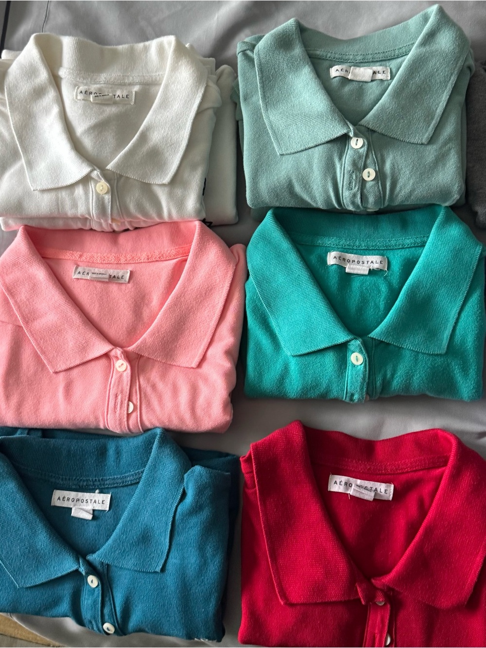Aeropostale girls Polos in White, Mint, Pink, Teal, Turquoise, Blue, Red